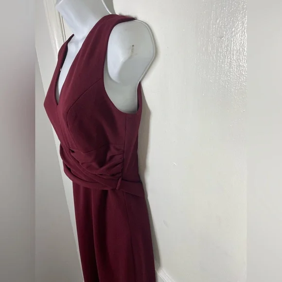 Dress the Population M Alessia Deep Red Burgundy Tie Waist Backless Dress - Picture 6 of 8